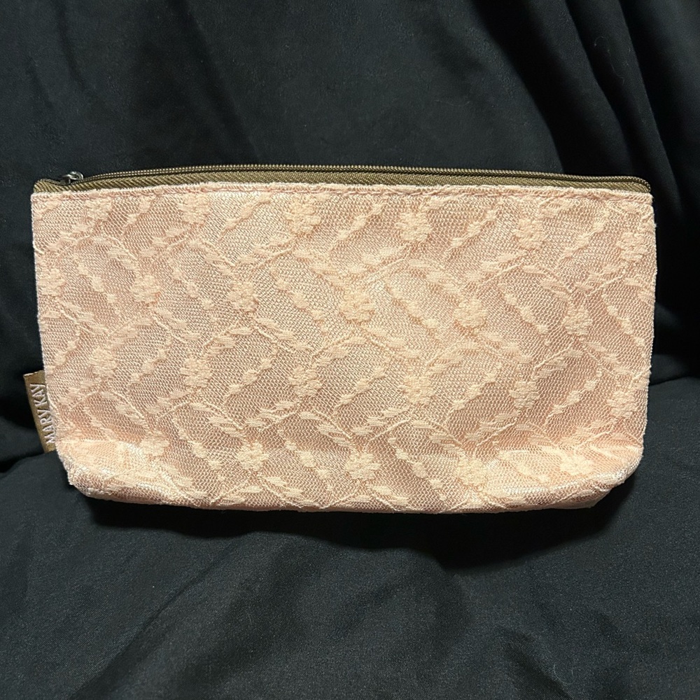 MARY KAY: Peach lace makeup bag. NWOT